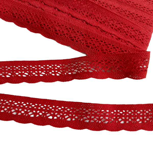 Art. 1247 - Pizzo a Tombolo in Cotone - Colore Rosso - Altezza 2,5 cm